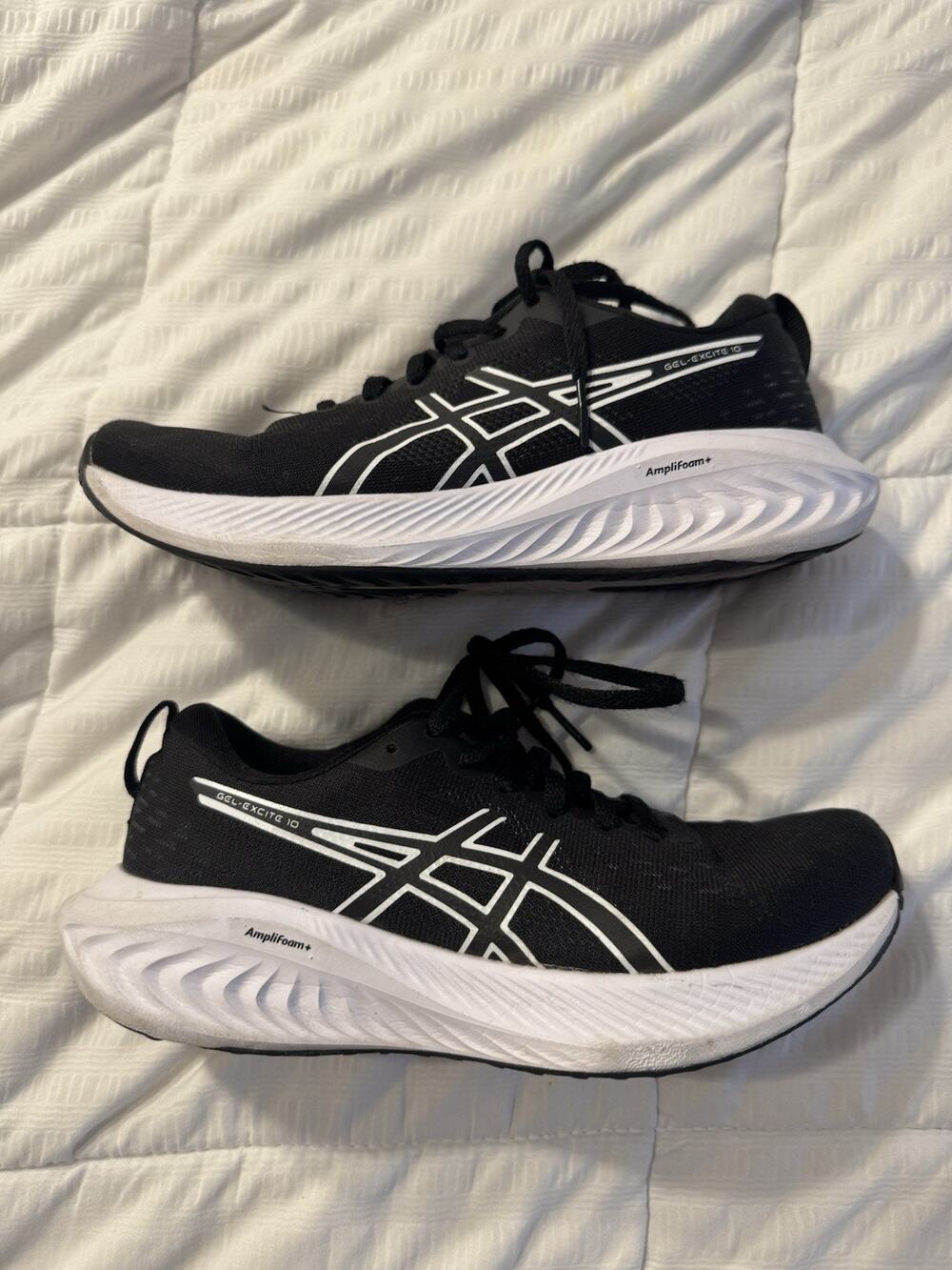 Asics Gel-Excite 10 Running Shoes Sneakers Black Women's 6 Amplifoam White Sport
